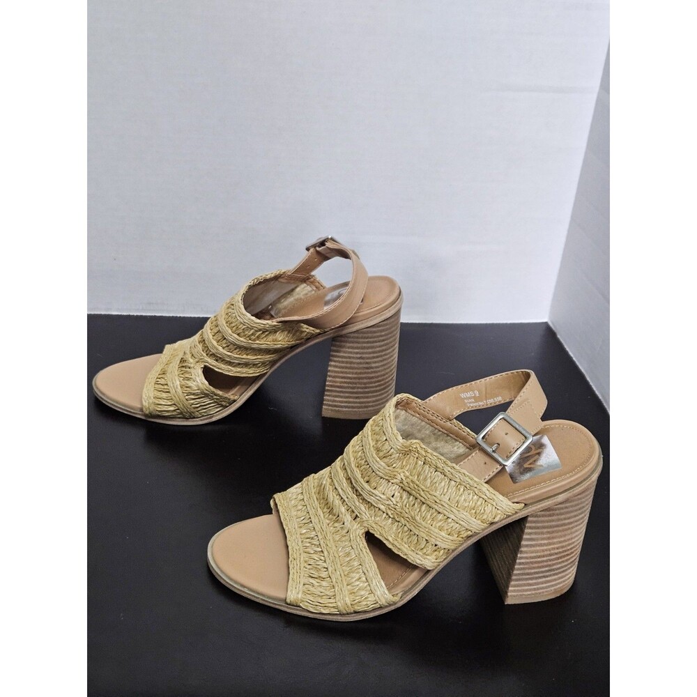 Sz 9 - DV Dolce Vita Rian Natural Stacked Heel Slingback Womens Tan Mule Sandals